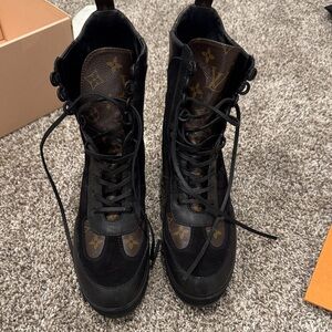 Louis Vuitton Black and Brown Combat Boots